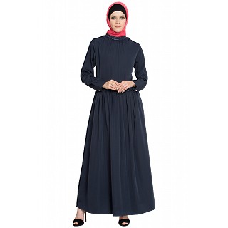 Classic Embellished abaya - Navy Blue